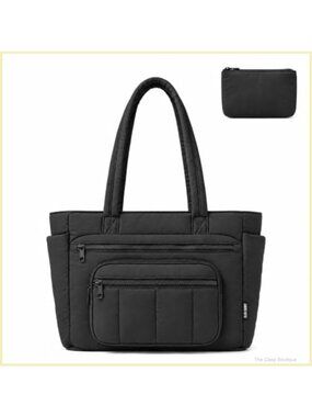 Quilted Puffer Tote Bag Zippered Shoulder Bag Travel and Everyday Use
